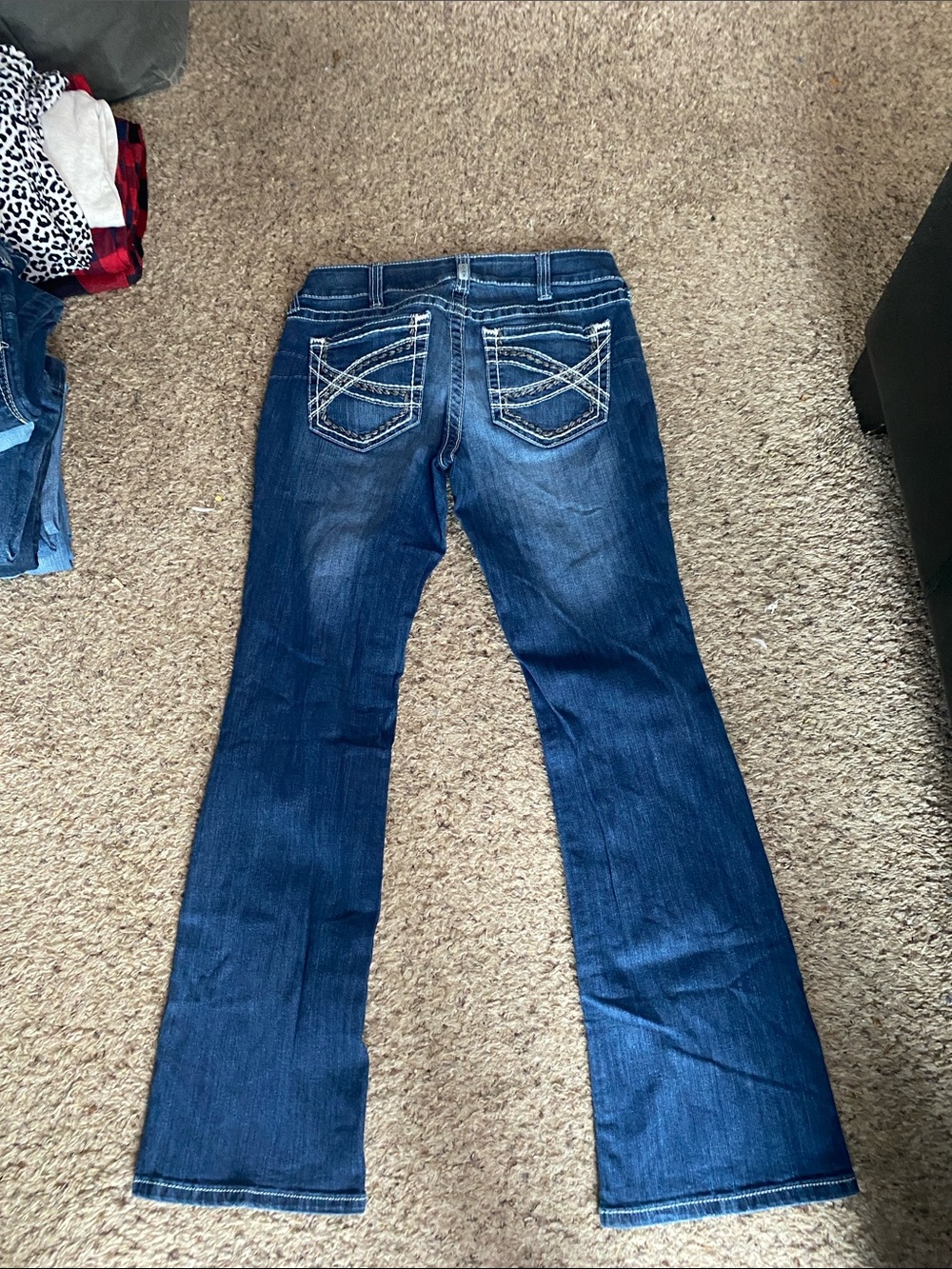 Ariat Dark Blue Flare Jeans with Embroidered Back Pockets